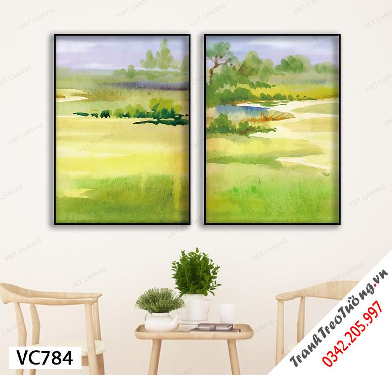 Bộ 2 Tranh Cánh Đồng Xanh Mát