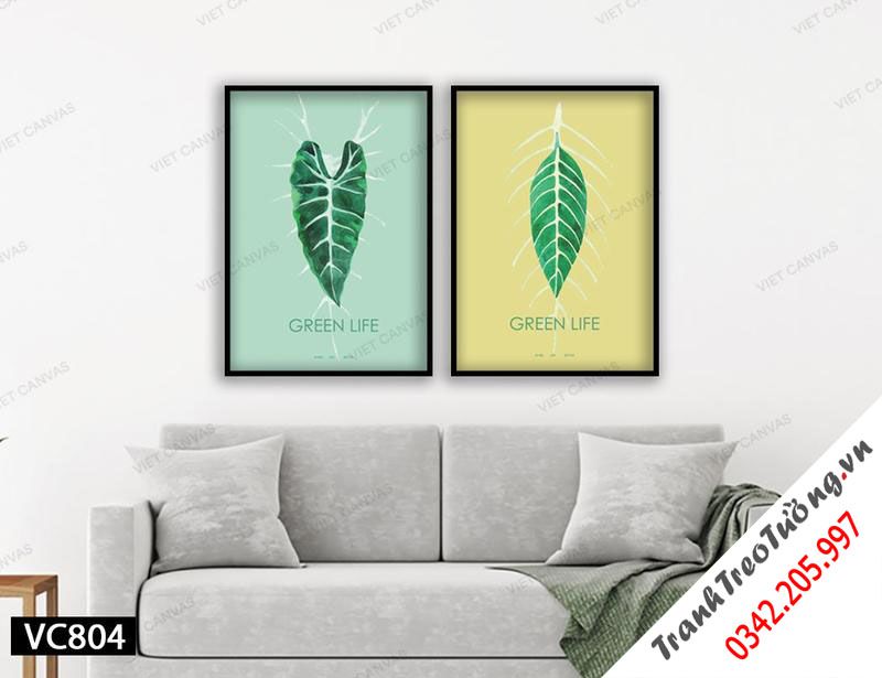 Bộ 2 Tranh Cặp Lá Xanh