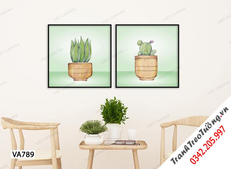 Bộ 2 Tranh Chậu Cây Đơn Sơ