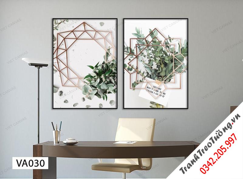 Bộ 2 Tranh Lá Cây Xanh