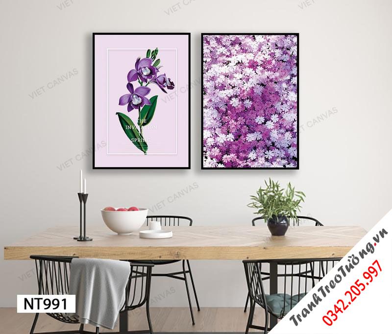 Bộ 2 Tranh Hoa Tím Mộng Mơ