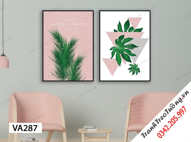 Bộ 2 Tranh Lá Cây Xanh