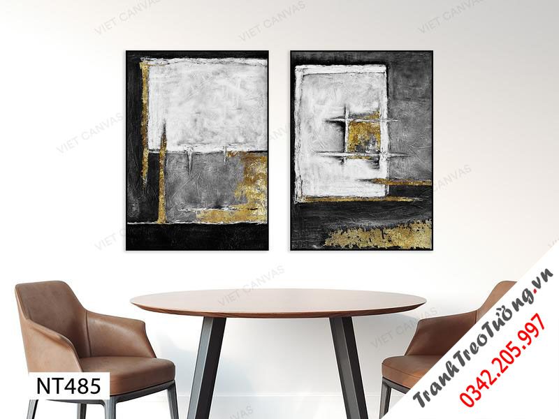 Bộ 2 Tranh Trừu Tượng Xám Vàng