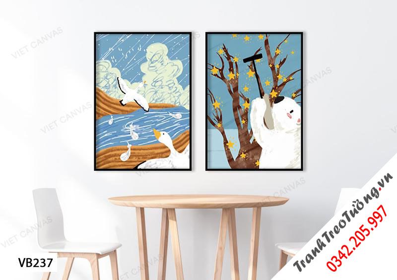 Bộ 2 Tranh Thiên Nga Cạnh Dòng Sông