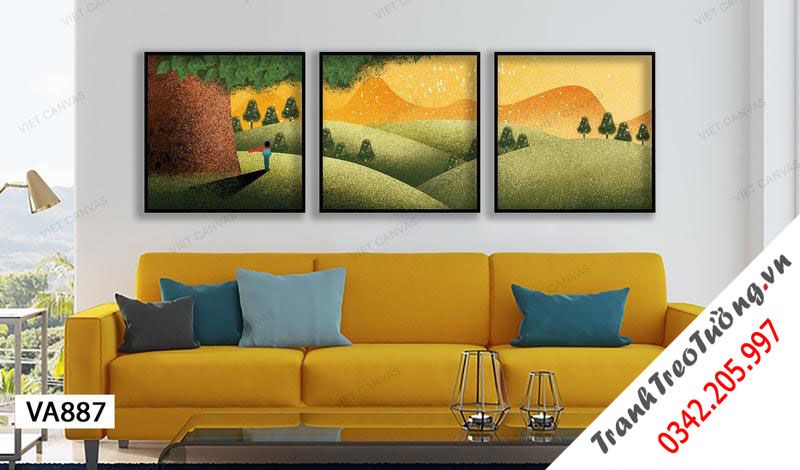 Bộ 3 Tranh Cậu Bé Ngắm Về Phía Núi