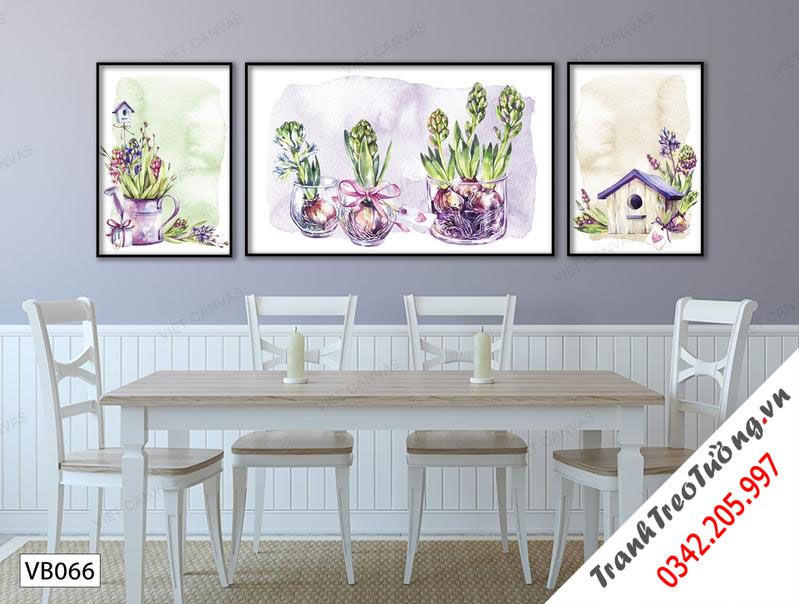 Bộ 3 Tranh Chậu Hoa Xinh Xắn