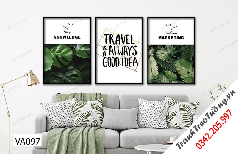 Bộ 3 Tranh Lá Cây Xanh Và Quotes