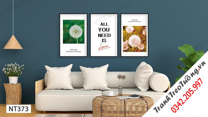Bộ 3 Tranh Bồ Công Anh Và Quotes All You Need Is Love