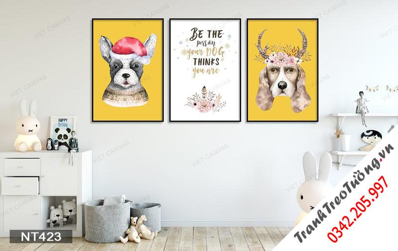 Bộ 3 Tranh Những Chú Chó Đáng Yêu Và Quotes