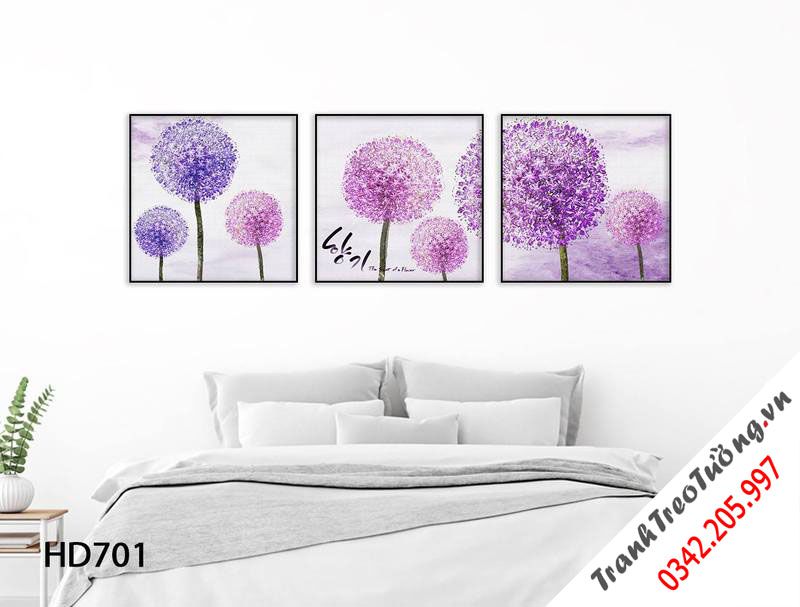 Bộ 3 Tranh Bồ Công Anh Tím