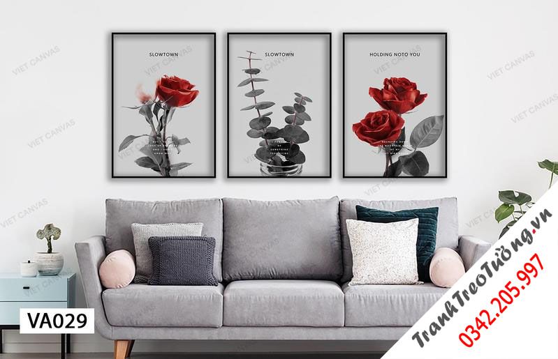 Bộ 3 Tranh Bông Hồng Lãng Mạn