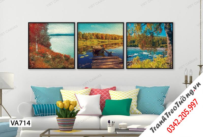 Bộ 3 Tranh Cánh Rừng Trên Bờ Hồ