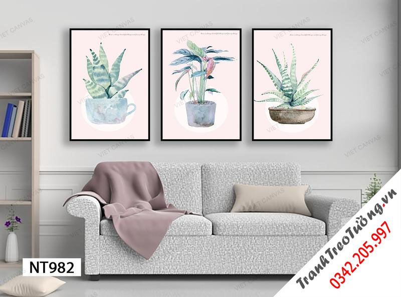 Bộ 3 Tranh Chậu Cây Xinh