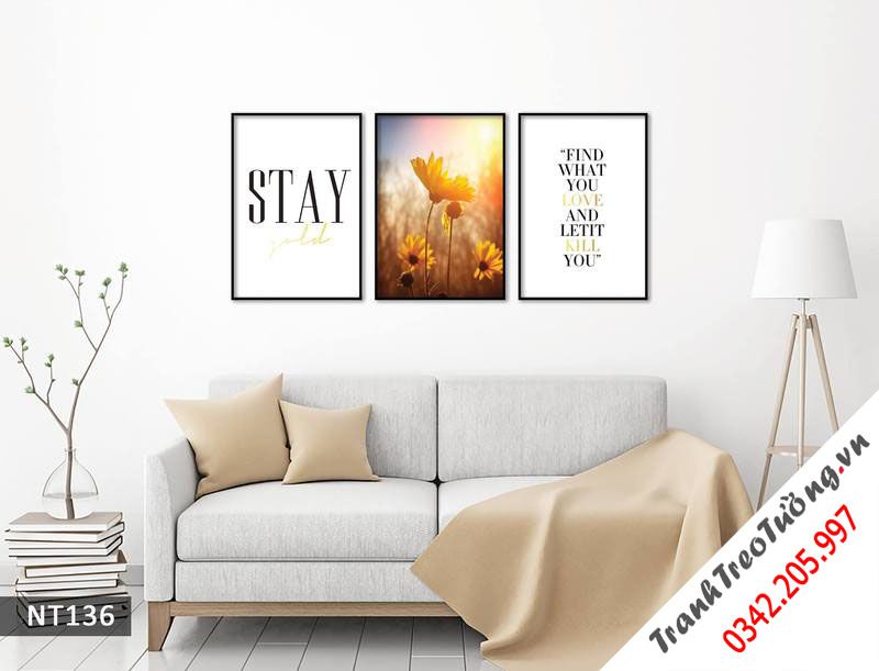 Bộ 3 Tranh Vườn Hoa Và Quotes