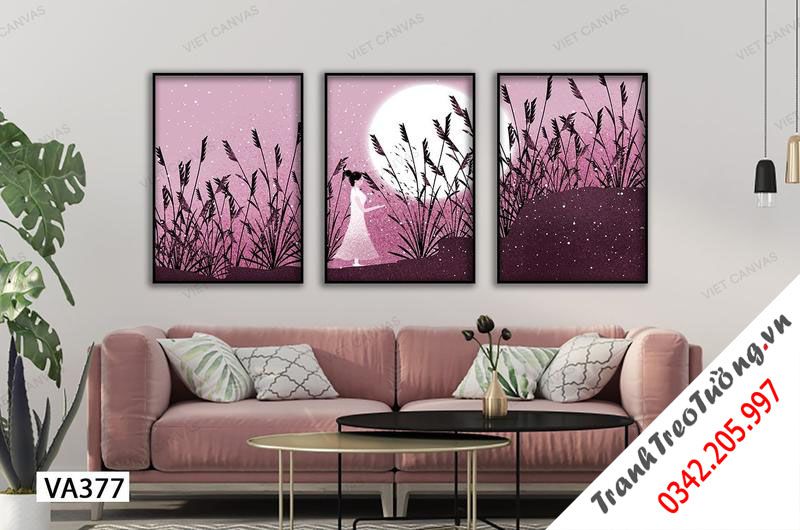 Bộ 3 Tranh Cô Bé Dưới Ánh Trăng Sáng