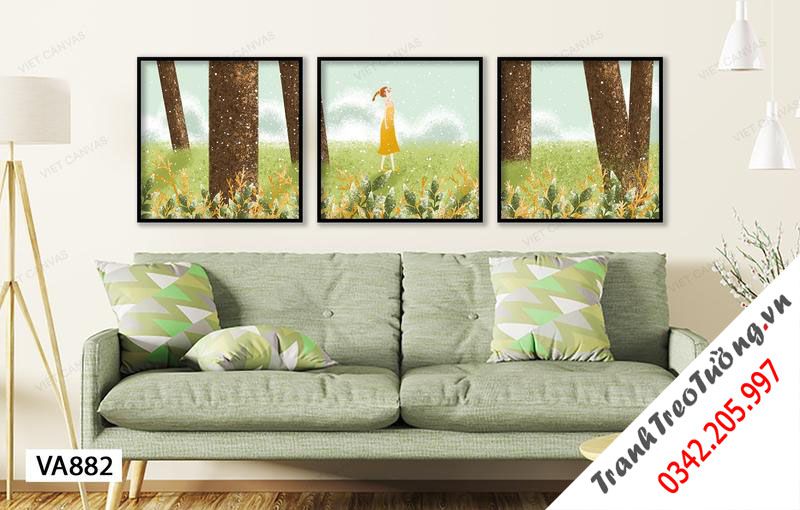 Bộ 3 Tranh Cô Bé Ở Trong Rừng