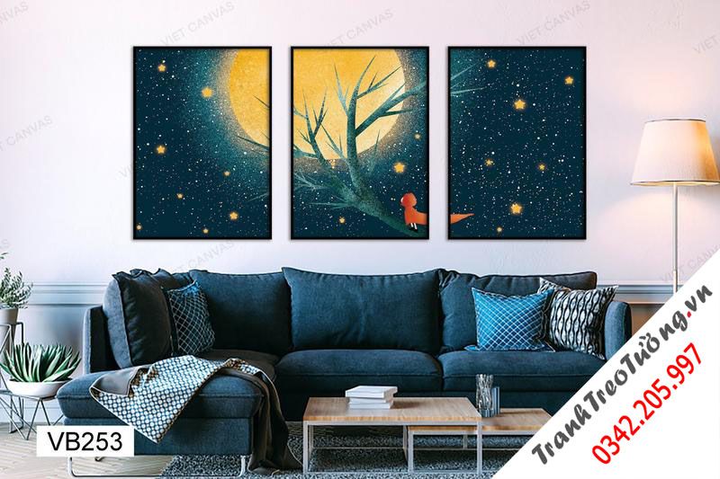 Bộ 3 Tranh Cô Bé Ngắm Trăng