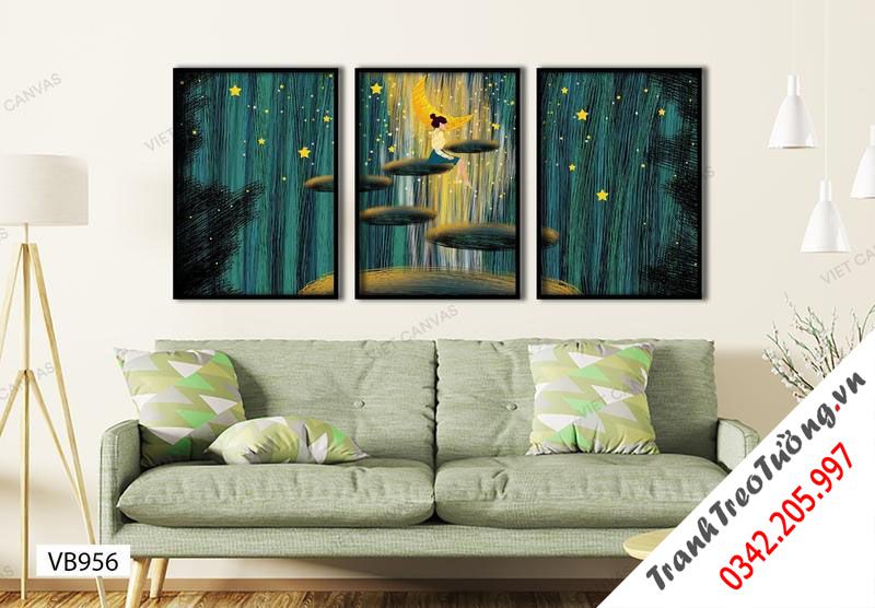 Bộ 3 Tranh Cô Gái Với Màn Đêm