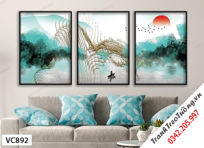 Bộ 3 Tranh Con Sông Thơ Mộng