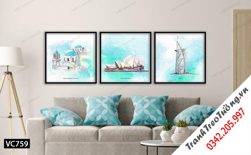Bộ 3 Tranh Khu Phố, Nhà Hát Và Khách Sạn