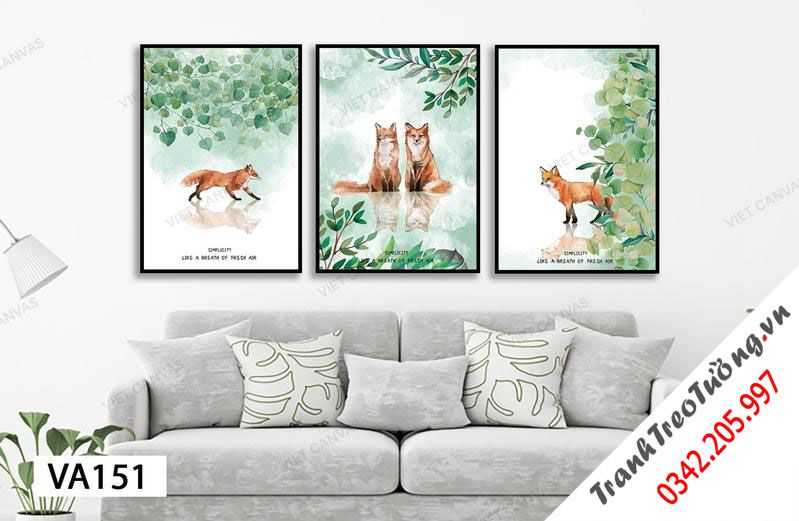Bộ 3 Tranh Đôi Bạn Thân Giữa Rừng Xanh