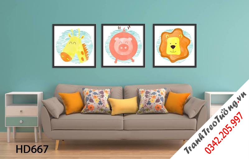 Bộ 3 Tranh Động Vật Dễ Thương