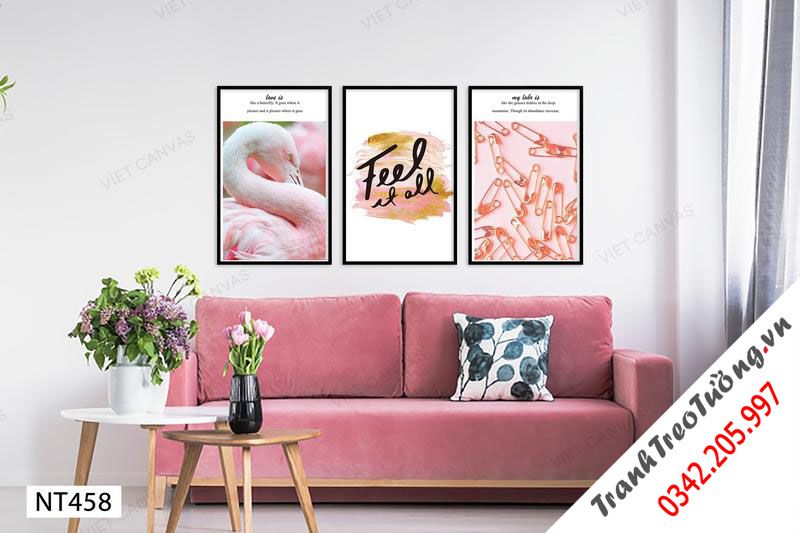 Bộ 3 Tranh Thiên Nga, Những Chiếc Ghim Và Quotes Feel It All