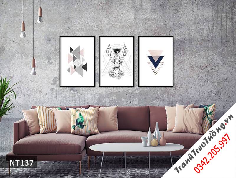 Bộ 3 Tranh Hươu Và Hình Học Tam Giác
