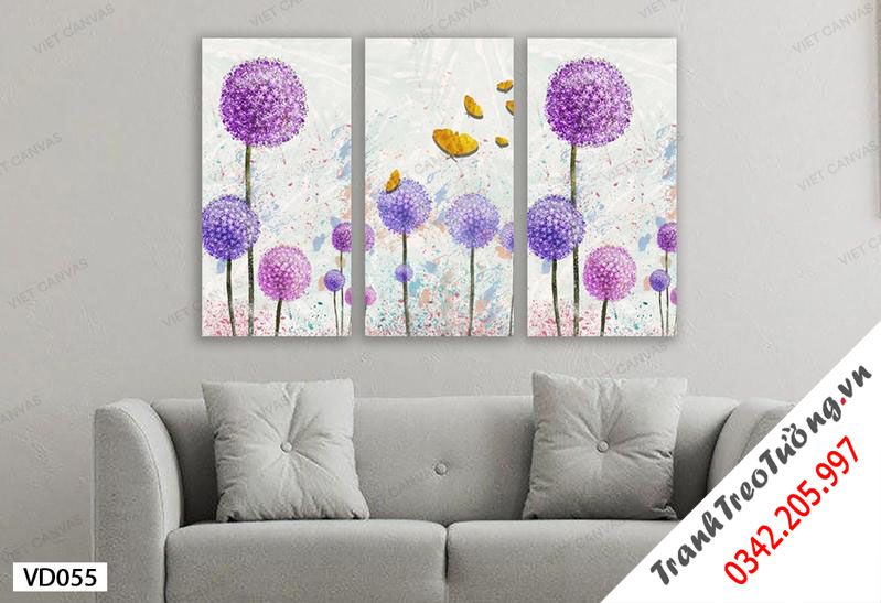Bộ 3 Tranh Bồ Công Anh Tím
