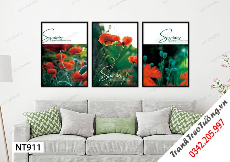 Bộ 3 Tranh Vườn Hoa Khoe Sắc