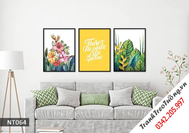 Bộ 3 Tranh Quotes, Hoa Và Lá