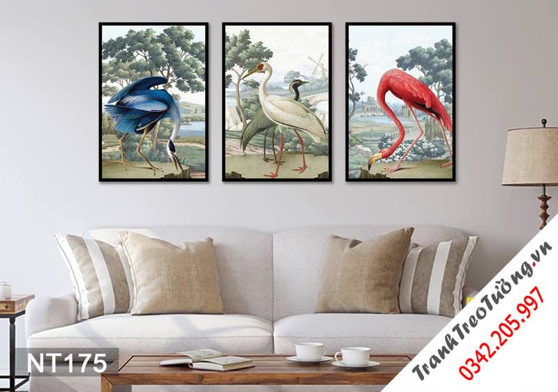 Bộ 3 Tranh Hồng Hạc Nghệ Thuật