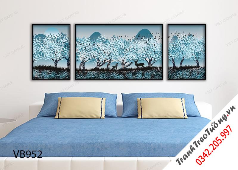 Bộ 3 Tranh Hươu Con Giữa Rừng Cây