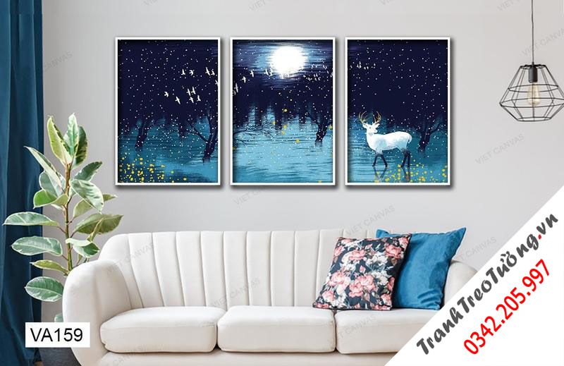 Bộ 3 Tranh Hươu Giữa Bầu Trời Đêm