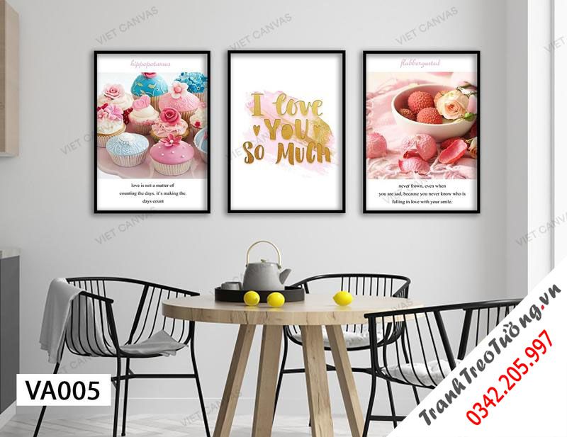 Bộ 3 Tranh Bánh Ngọt Và Quotes I love You So Much