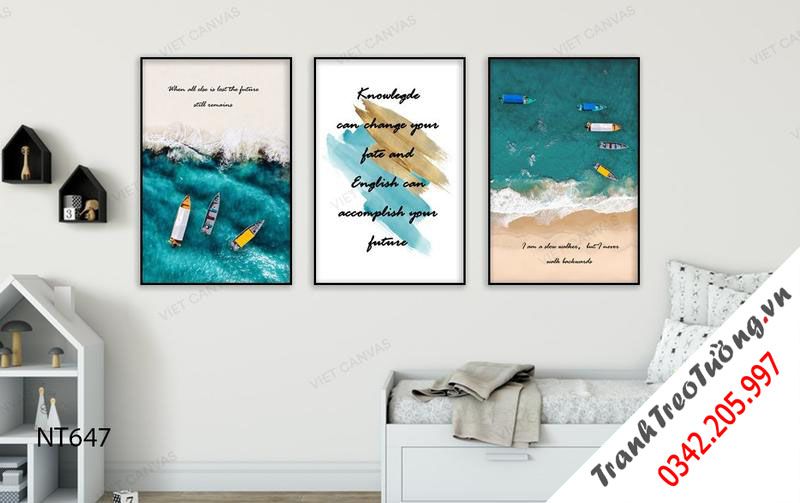 Bộ 3 Tranh Bãi Biển Và Quotes