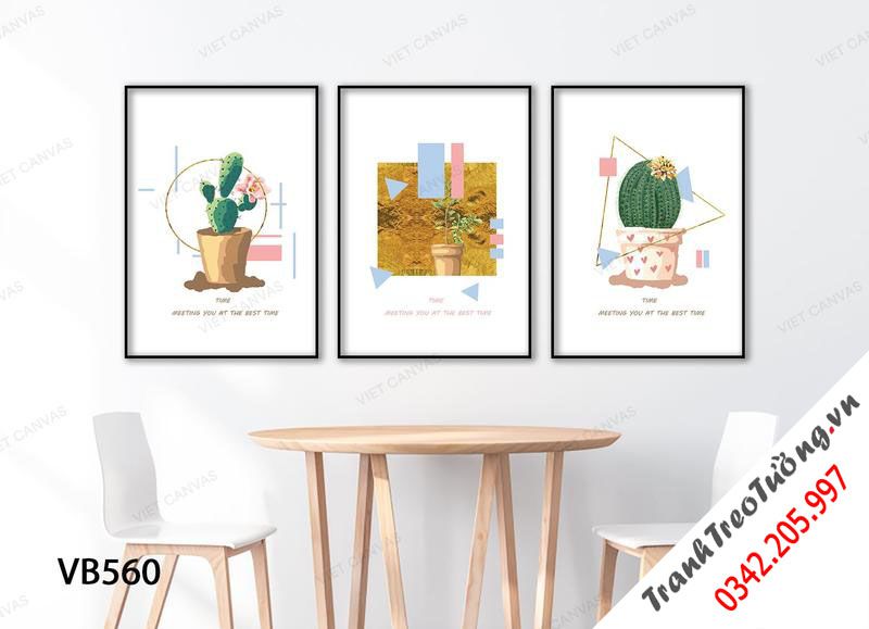 Bộ 3 Tranh Bộ Xương Rồng Và Cây
