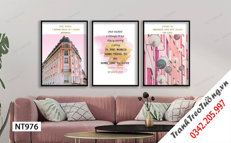 Bộ 3 Tranh Tòa Nhà Cao Tầng, Những Chiếc Loa Và Quotes