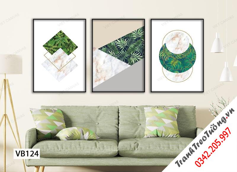 Bộ 3 Tranh Màu Xanh Của Dương Xỉ