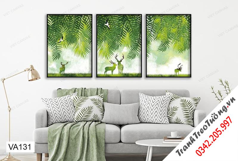 Bộ 3 Tranh Hươu Và Màu Xanh Của Thiên Nhiên