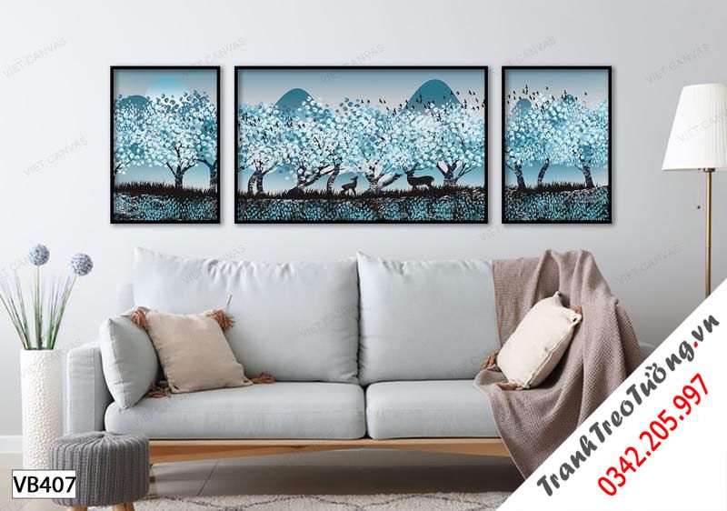 Bộ 3 Tranh Hươu Giữa Rừng Cây
