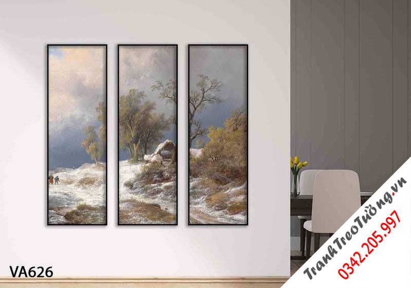 Bộ 3 Tranh Ngôi Nhà Trong Tuyết