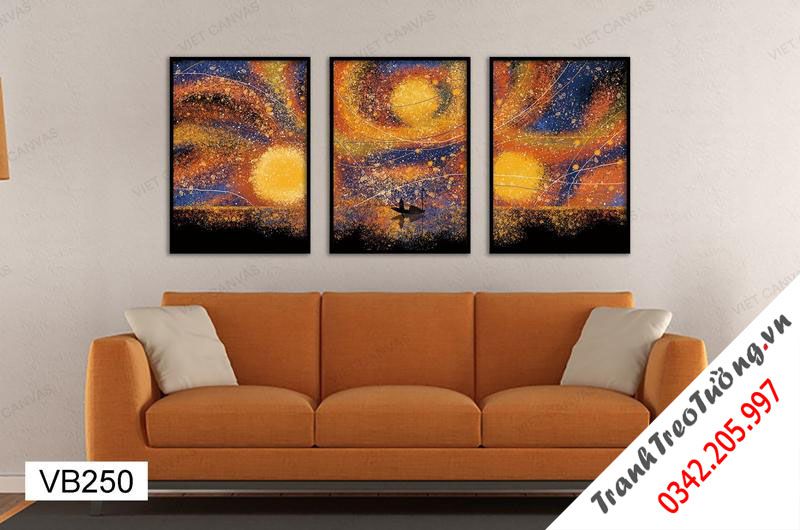Bộ 3 Tranh Người Lái Đò Dưới Cảnh Huyền Diệu