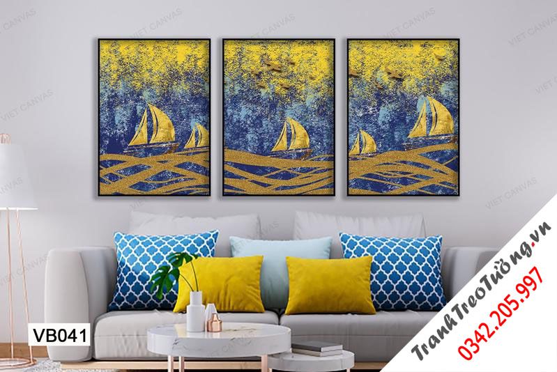 Bộ 3 Tranh Những Chiếc Thuyền Ngược Dòng