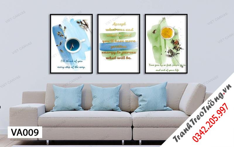 Bộ 3 Tranh Những Tách Trà Thơm Và Quotes