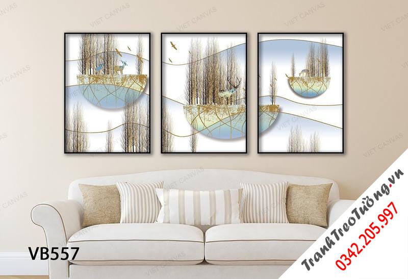 Bộ 3 Tranh Hươu Và Rừng Cây Khô Cằn