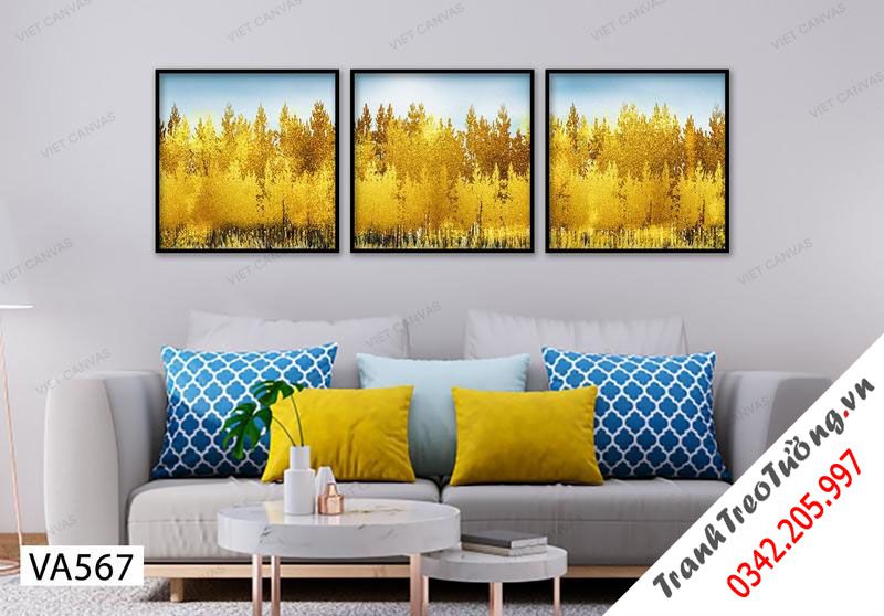Bộ 3 Tranh Rừng Lá Kim Vàng