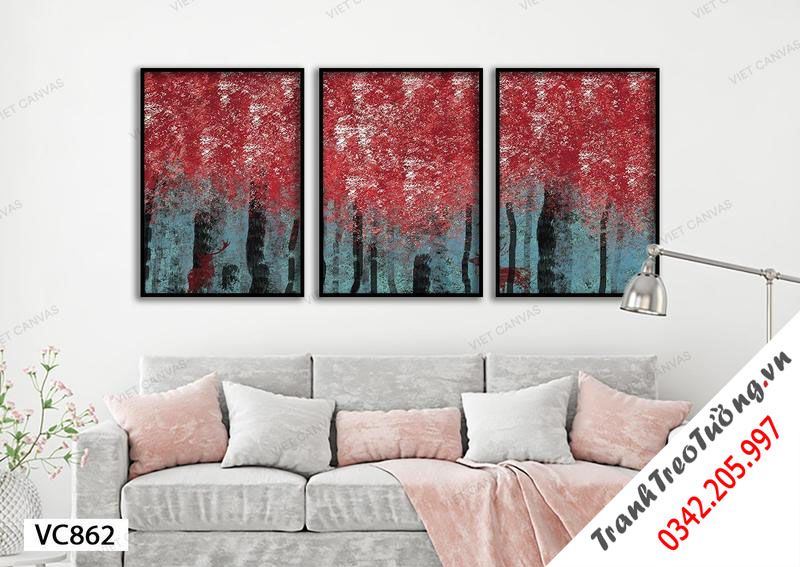 Bộ 3 Tranh Trừu Tượng Đỏ