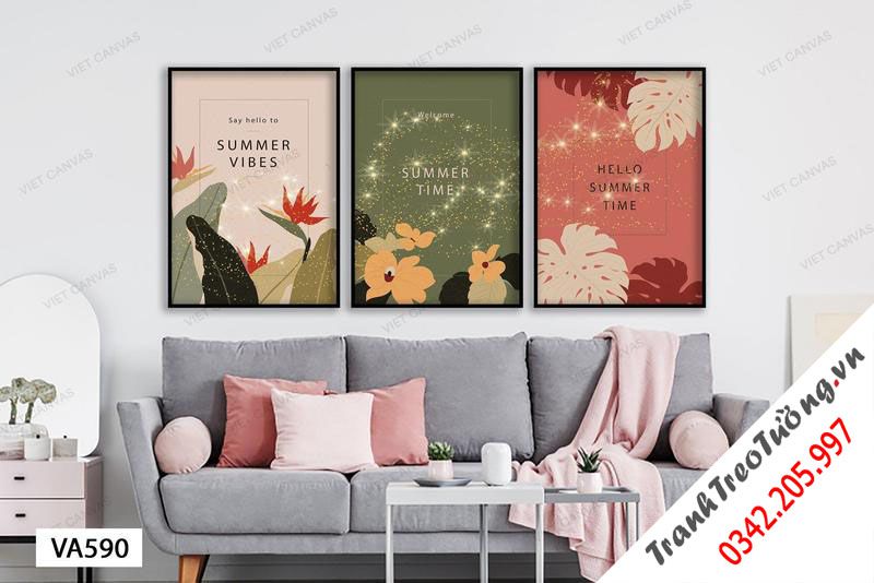 Bộ 3 Tranh Vườn Hoa Lá