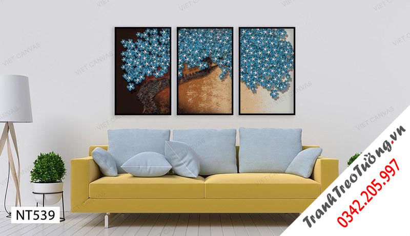 Bộ 3 Tranh Cây Hoa Xanh